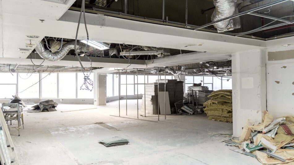 The inside of a commercial property in Perth that had asbestos and is now being torn apart as part of asbestos removal.