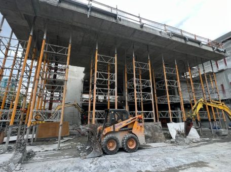 Internal demolition services being performed by Focus Demolition at a high-rise building showing plant equipment and progress.